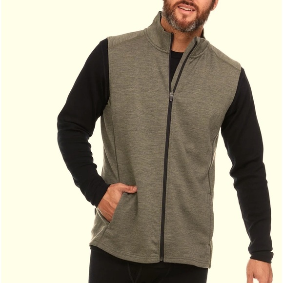 Minus 33 Granite Green Expedition Wilderness Wool Vest Full-zip Mockneck